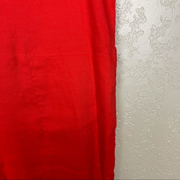 Tahari red linen blend split neck shift dress - Picture 3 of 5